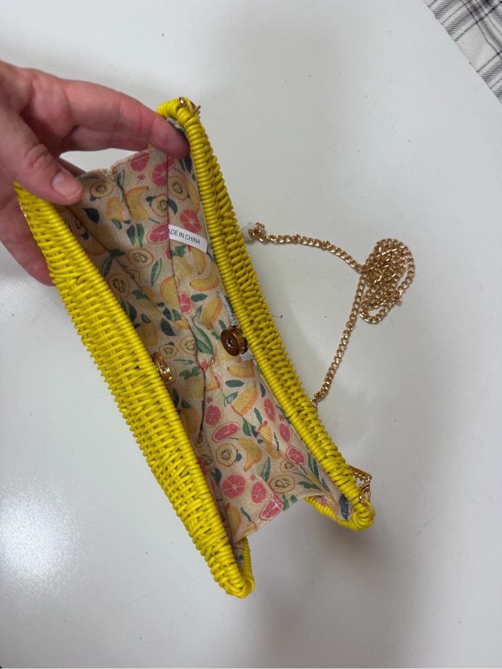 Haute Hippie Style Yellow Wicker Banana Gold Chain Crossbody Bag NWT - Picture 4 of 13